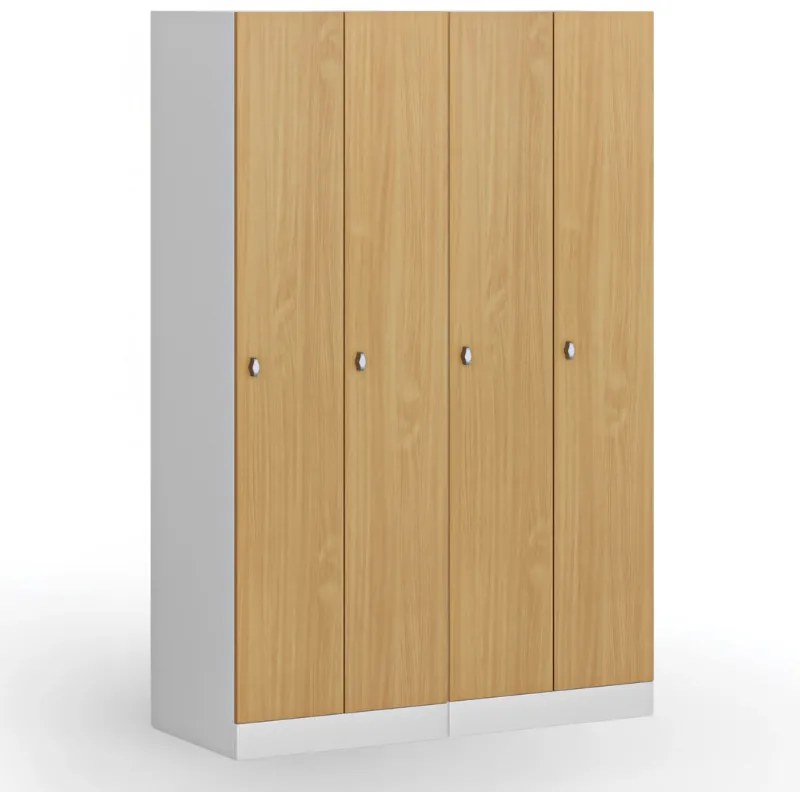 Kovová šatníková skrinka S1, 2-dverová, 1850 x 600 x 500 mm, demont, otočný zámok, laminované dvere, dub prírodný