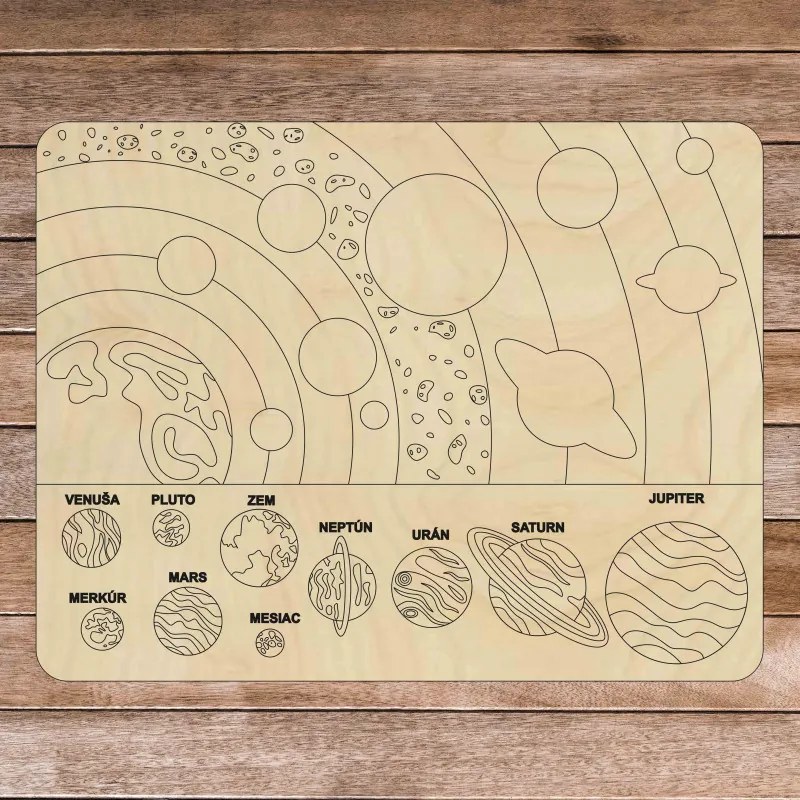 Drevené montessori puzzle - Slnečná sústava 10 dielikov | SENTOP H022