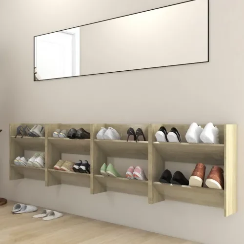 vidaXL Nástenné botníky 4 ks dub sonoma 60x18x60 cm drevotrieska-