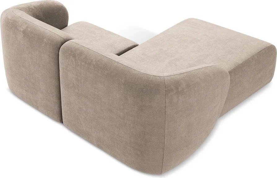 Svetlohnedá ženilková rohová pohovka (ľavý roh/s leňoškou) Lani – Makamii