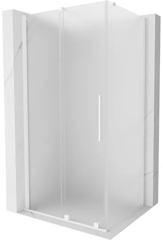 Mexen Velar, sprchový kút s posuvnými dverami 100 x 75 cm, 8mm sklo námraza, biela matná, 871-100-075-31-20