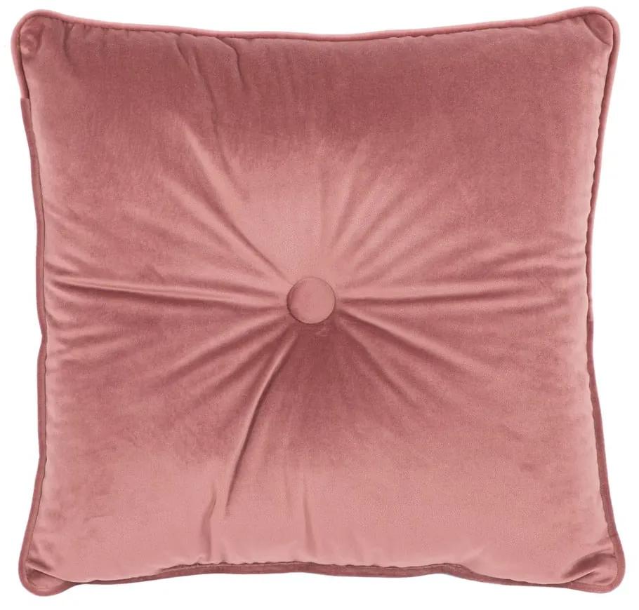 Ružový vankúš Tiseco Home Studio Velvet Button, 45 x 45 cm