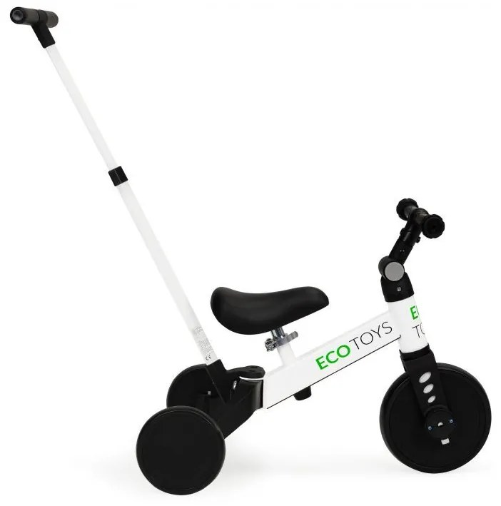 Odrážadlo/ bicykel 2 v 1 s pedálmi a vodiacou tyčou, Biele