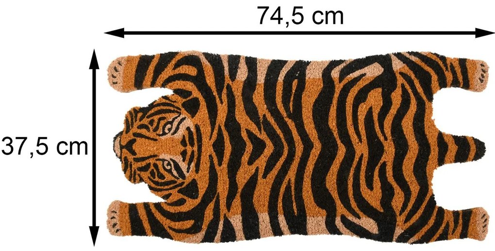 Esschert Design Vonkajšia rohožka Tiger, 74,5x37,5 cm