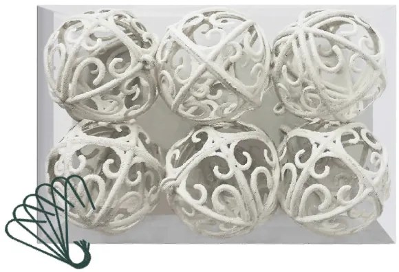 Vianočné guľky - biele KL-21X26 (6ks)