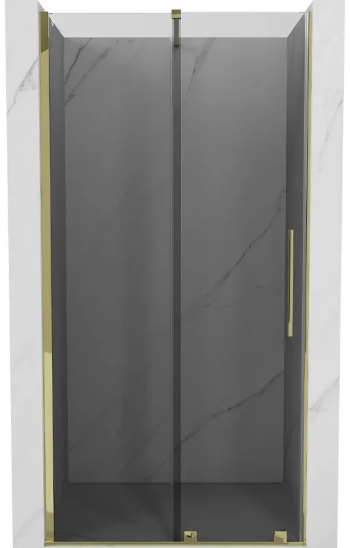 Mexen Velar, posuvné sprchové dvere do otvoru 120 cm, 8mm šedé sklo, zlatá lesklá, 871-120-000-41-50