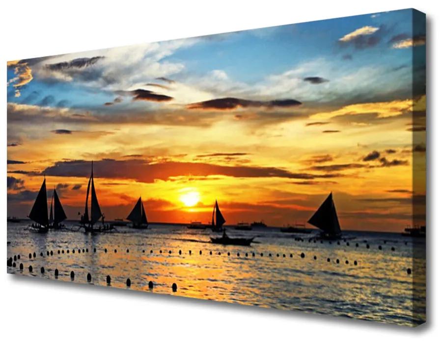 Obraz Canvas Loďky more slnko krajina 140x70 cm