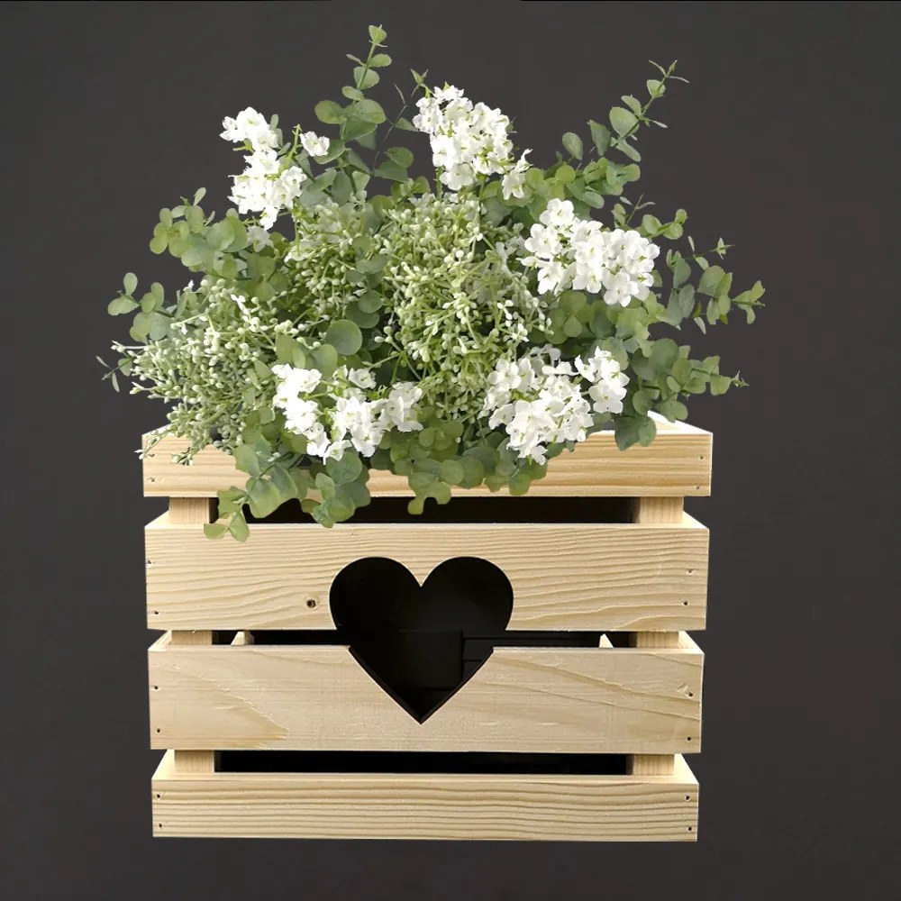 AMADEA Drevený obal na kvetináč so srdcom, 27x27x20 cm Český výrobok