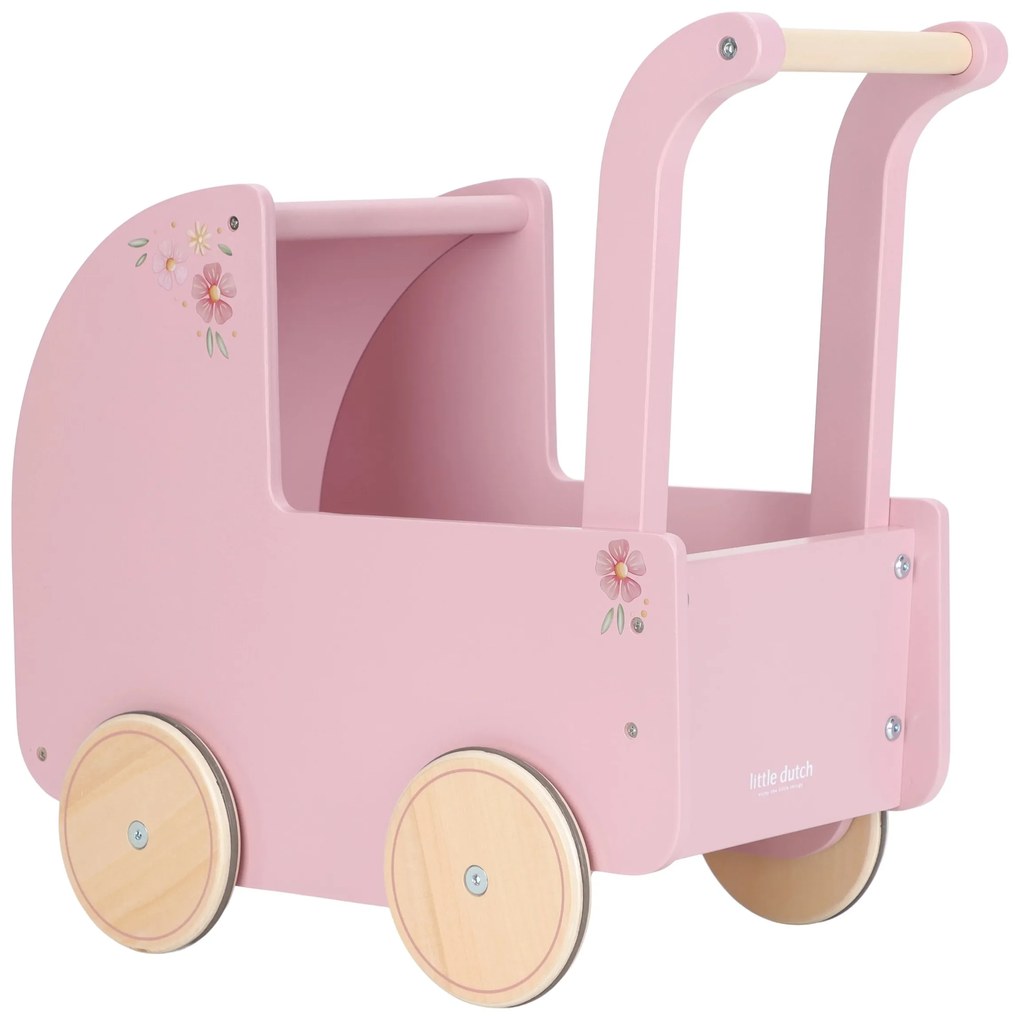 Kočík pre bábiky drevený s perinkou Pink