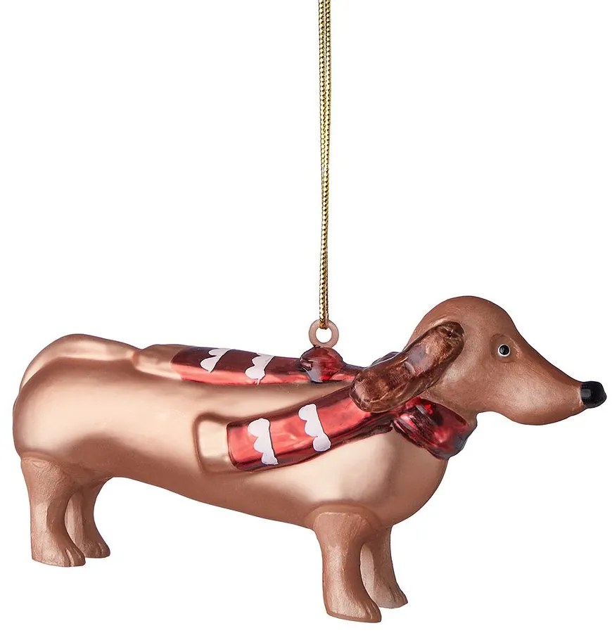 HANG ON Sklenená ozdoba jazvečík