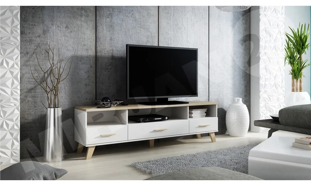TV skrinka Sanna 180 3S3K RTV, Farby: wotan / wotan + čierny