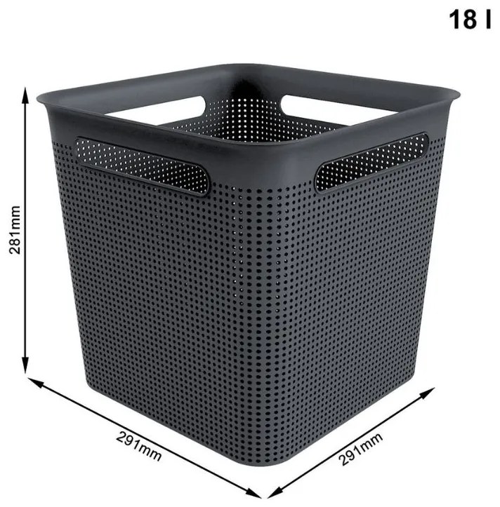 Úložný box s rúčkami BRISEN 18 l, 29 x 29 x 29 cm, čierny S vekom / Bez veka: Bez veka