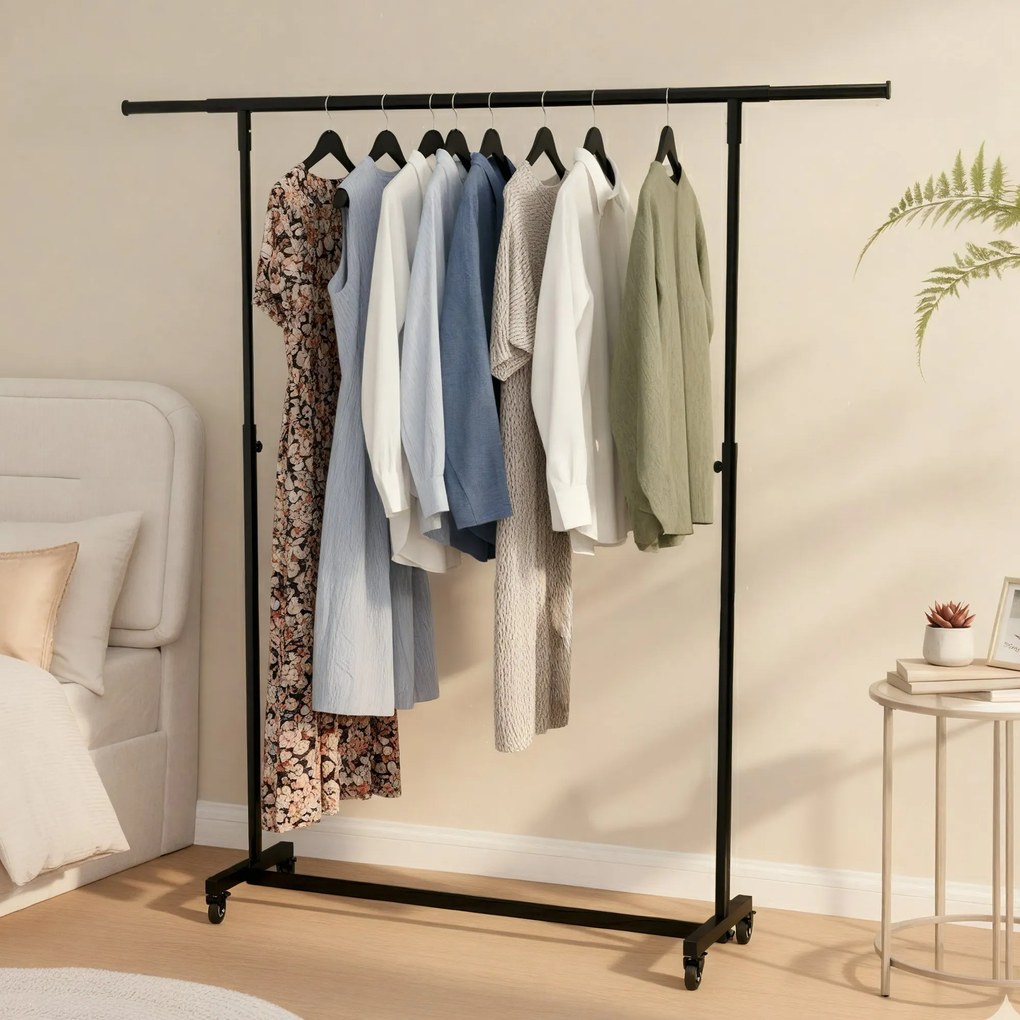 Sklápací vešiak s kolieskami Soran 120x50x188 - čierna