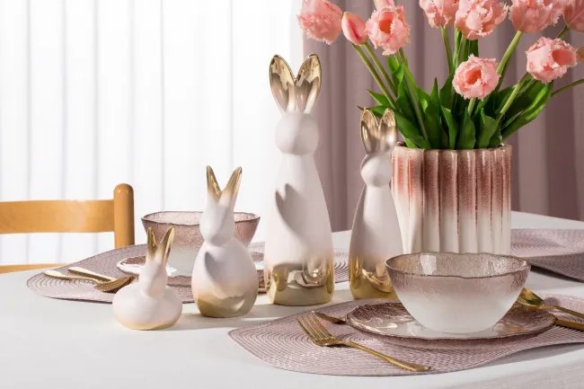 Veľkonočná dekorácia FIG 215 A krémová / zlatá (2 ks)