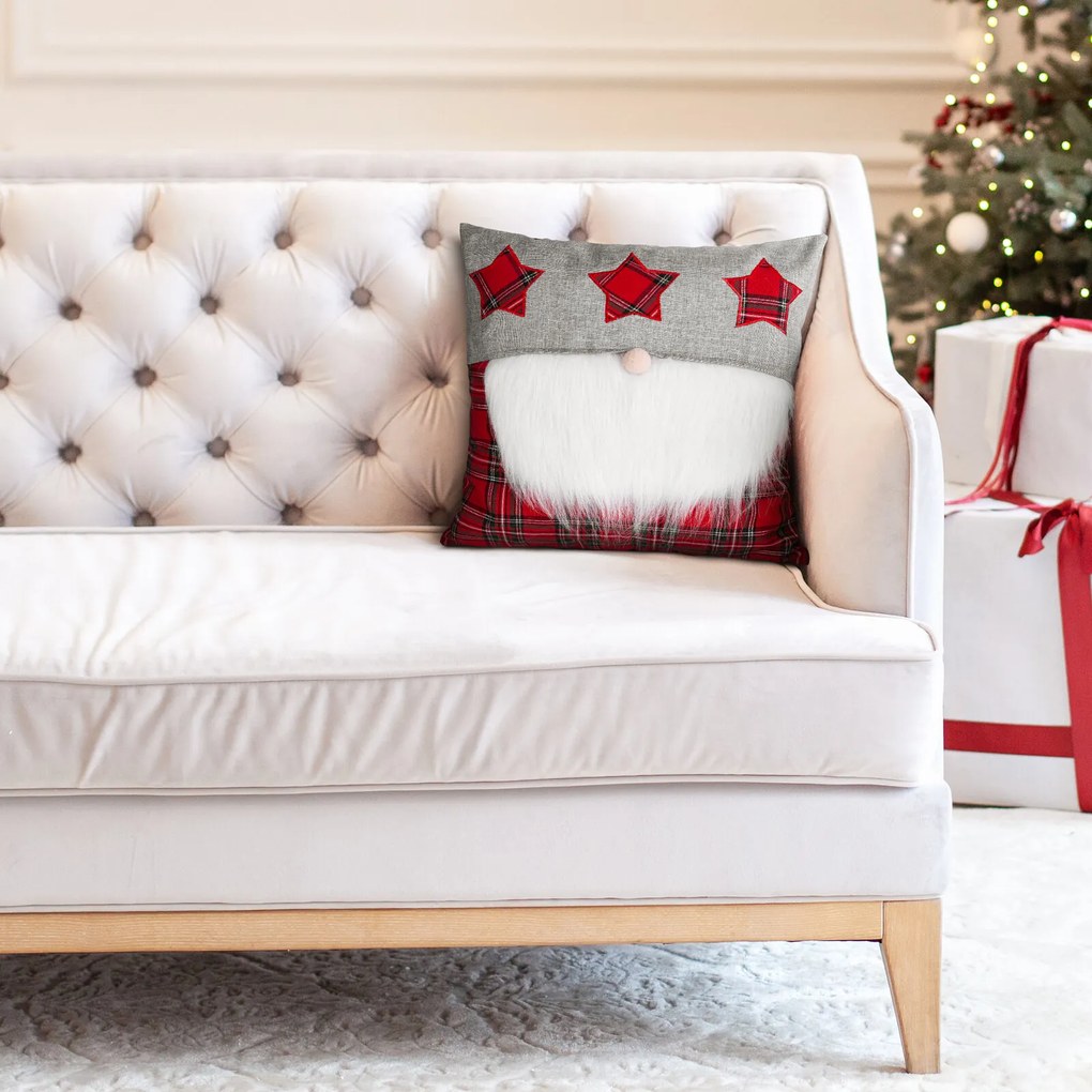 VIANOČNÁ DEKORAČNÁ OBLIEČKA NA VANKÚŠ BEAR 45X45 CM VZOROVANÁ