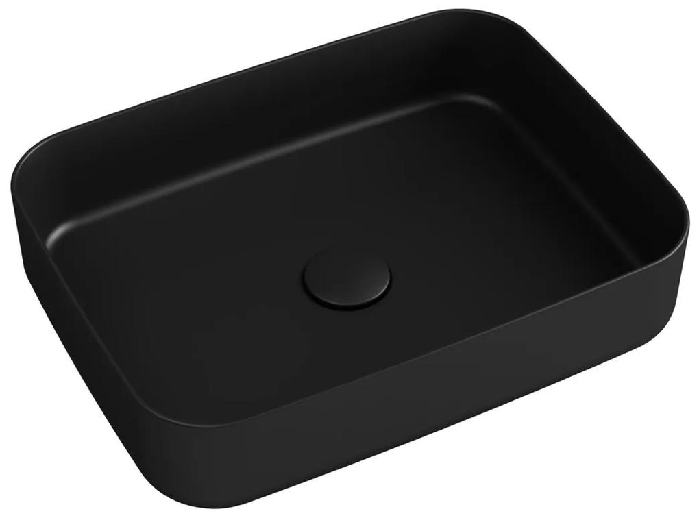 Isvea, INFINITY RECTANGLE keramické umývadlo na dosku, 50x36cm, čierna, 10NF65050-2N