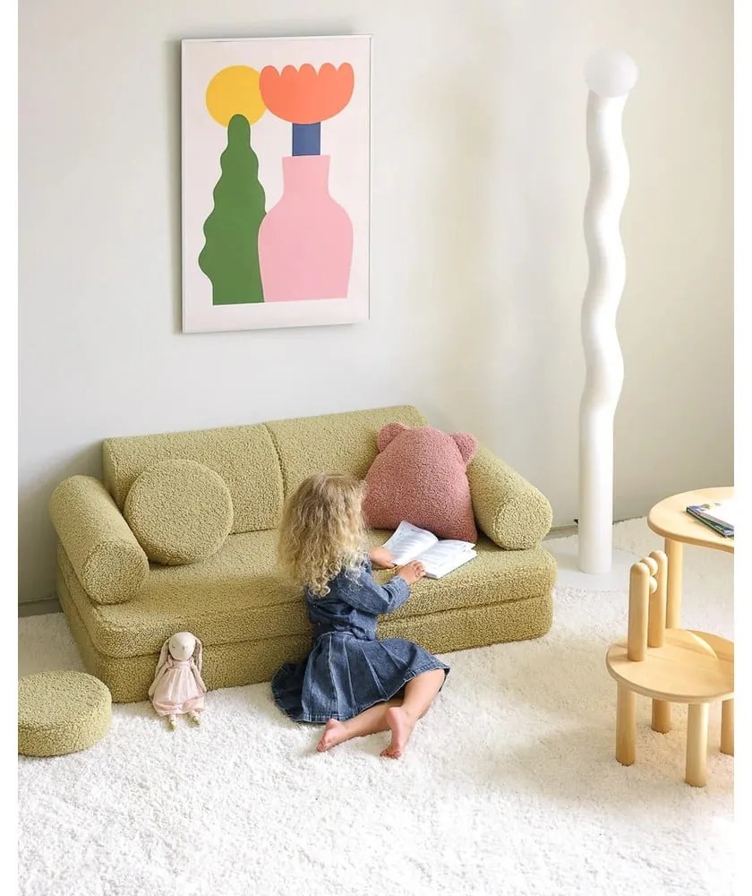 Ružový detský pohovkový vankúš z textílie buklé Bear – Wigiwama