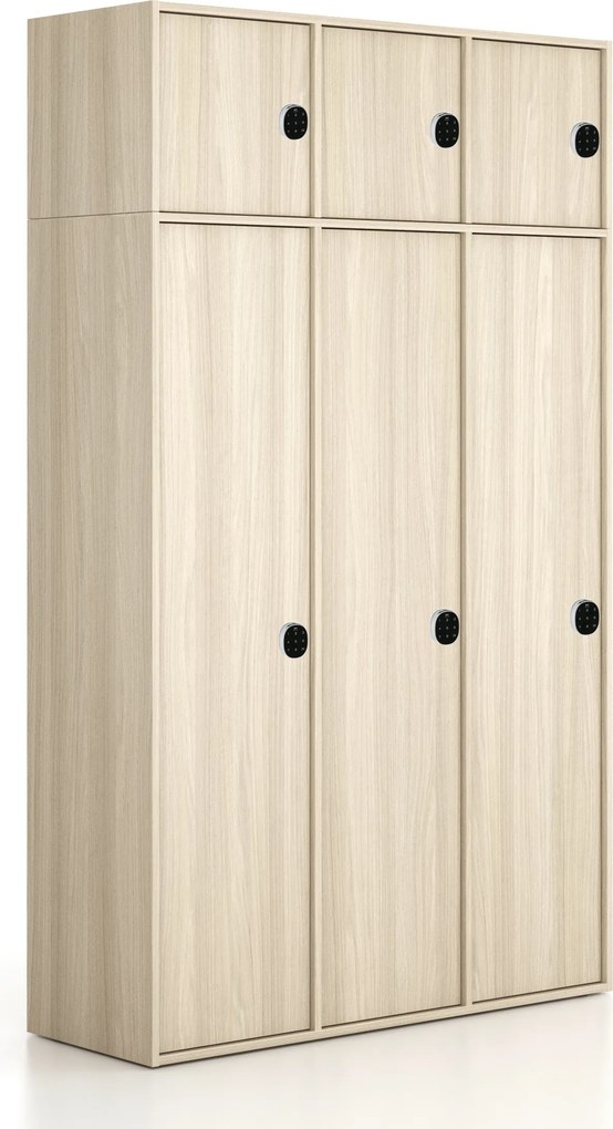 Nadstavba pre skrine FRAME, 3x dvere, 1299 x 450 x 427 mm, kódový zámok, dub prírodný