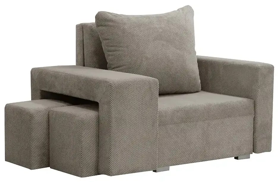 Kreslo pre 1 osobu s funkciou spania DOTA + 2 taburety Kapučín