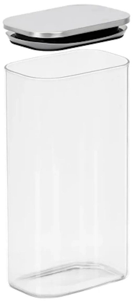 Arte Regal Sklenená obdĺžniková dóza s nerezovým vekom, 1,8l NEREZ VIVO