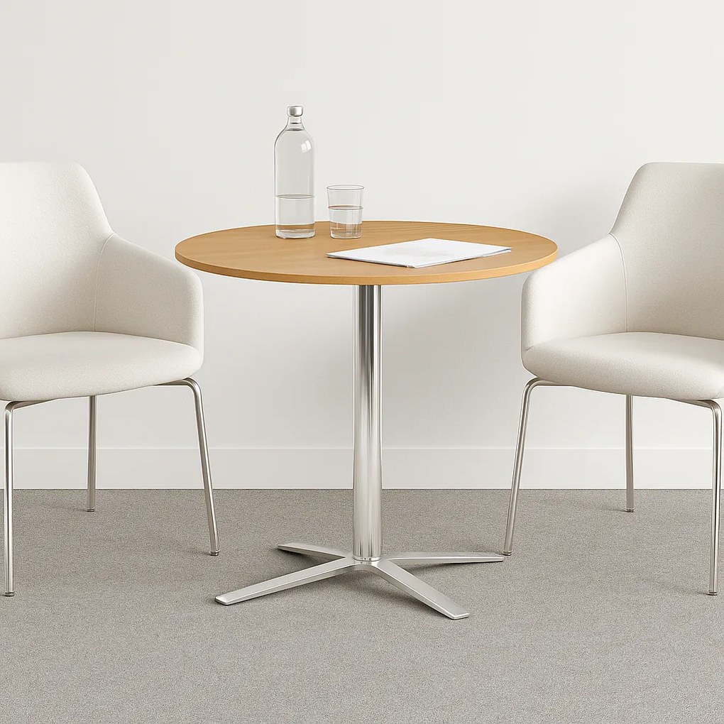 Konferenčný stolík AURA, priemer 60 cm, chróm podnož, buk