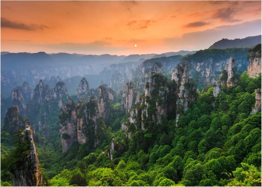 Sklenený obraz - Národný lesný park Zhangjiajie (70x50 cm)