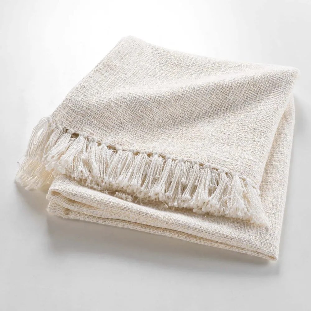 Krémová deka s prímesou bavlny 125x150 cm Ziggy – douceur d'intérieur