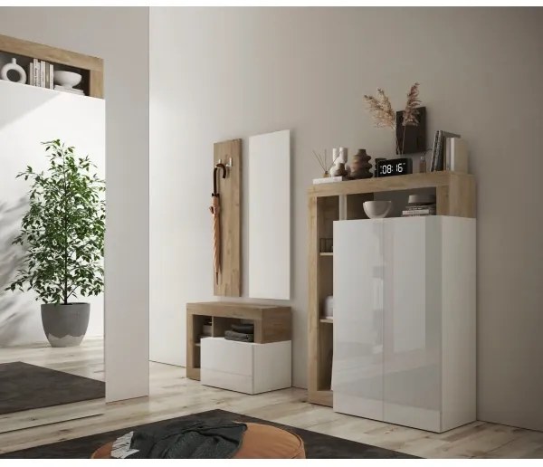 Skriňa LENOR biela/svetlý dub