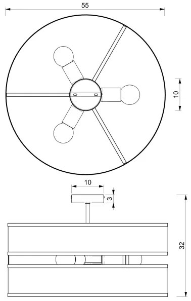 Prisadený luster GLUM 3xE27/60W/230V čierna