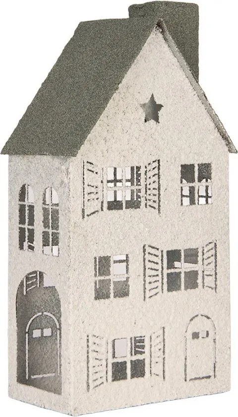 Kovový svietnik domček s pieskovým povrchom Raw Sand - 16*9*32 cm