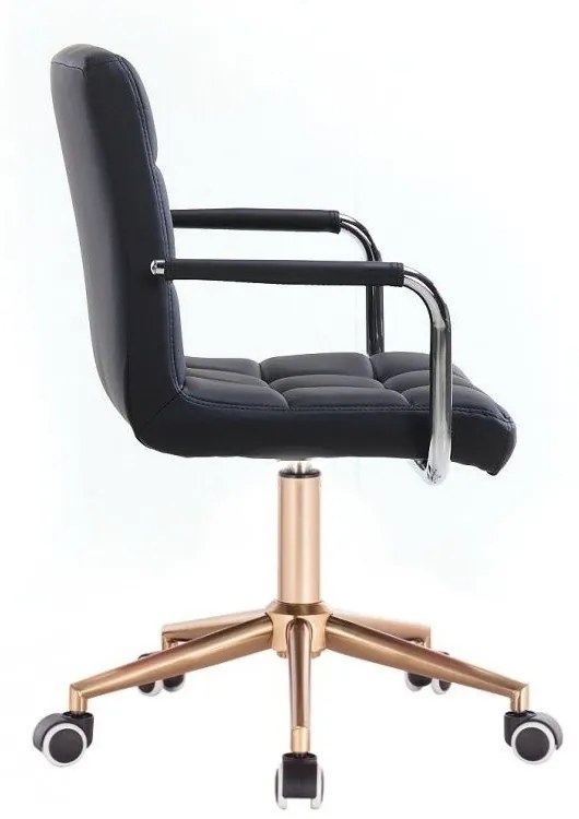 LuxuryForm DESIGN Stolička VERONA na zlatej podstave s kolieskami - čierna