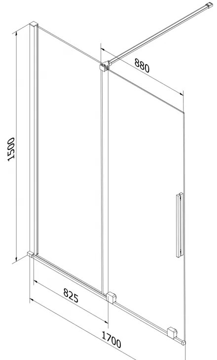 Mexen Velar, 2-krídlová posuvná vaňová zástena 170 x 150 cm, 8mm šedé sklo, chrómová, 896-170-000-41-01