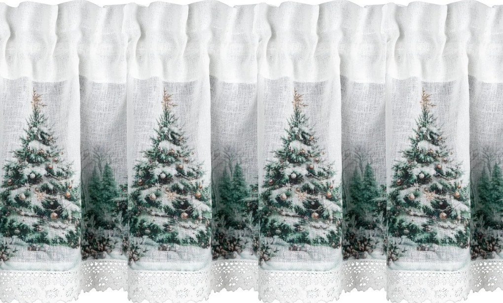 KRÁTKA VIANOČNÁ ZÁCLONA NA PÁSKE XMAS9 150X30 CM VZOROVANÁ