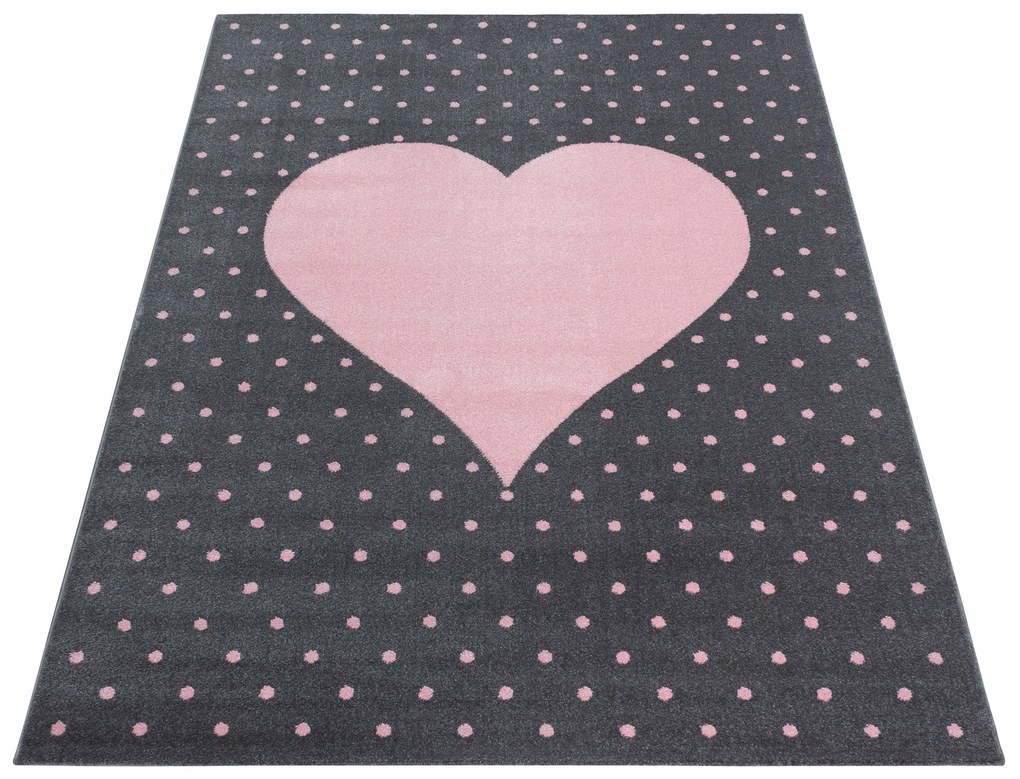 Ayyildiz, Detský kusový koberec Bambi 830 pink, 80x150, ružová, šedá, detská izba