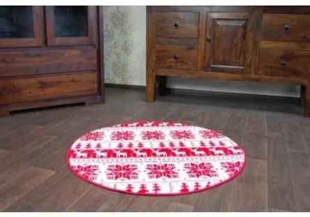 Sammer Moderný koberec s vianočným motívom v červenej farbe priemer 80 cm GR1644