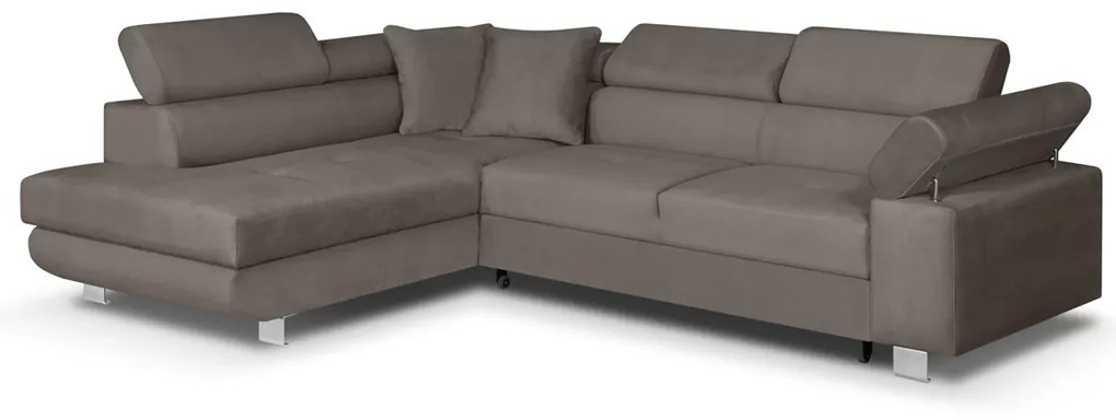 Rohová sedacia súprava s funkciou spania FREDO ľavá Hnedá