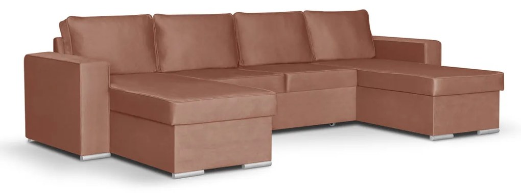 Rohová sedacia súprava s funkciou spania PANORAMO-U Oranžová