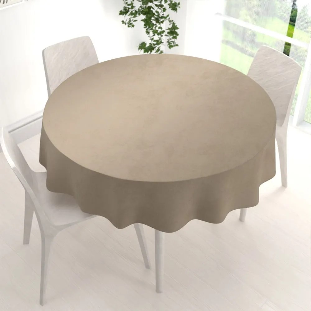 Biante Zamatový okrúhly obrus Velvet Premium SVP-030 Sivobéžový Ø 140 cm