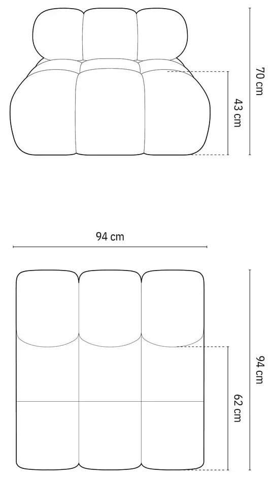 Svetlosivý modul pohovky z textílie bouclé (stredový diel) Bellis – Micadoni Home