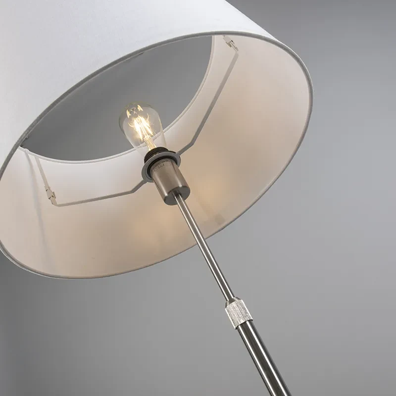 Stojaca lampa z ocele s bielym tienidlom 45 cm nastaviteľná - Parte
