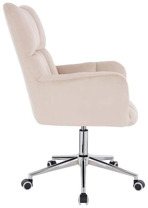 LuxuryForm DESIGN Otočné kreslo AURORA VELUR na striebornej podstave s kolieskami - krémové