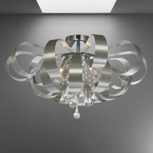 Krištáľ stropnica aluminium LUXERA 64410 RIBBON Ø60 40W