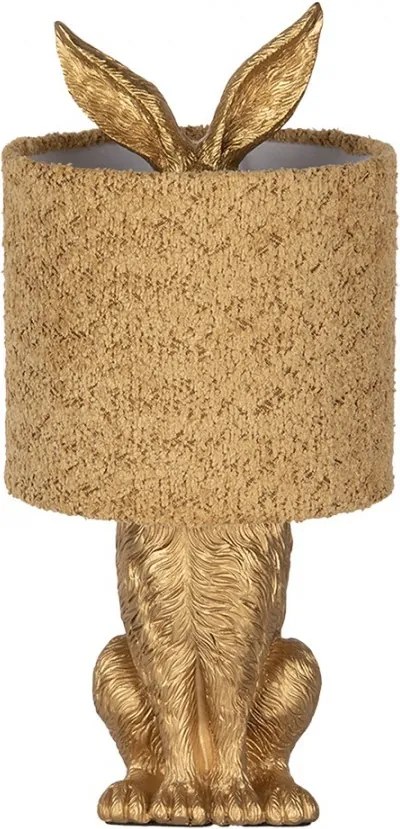 Zlatá stolná lampa králik s chlpatým tienidlom Rabbi - Ø 20*43 cm E27/ma* 1*60W
