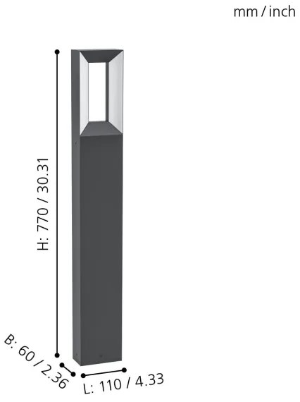 Eglo 98728 - LED Vonkajšia lampa RIFORANO 2xLED/5W/230V IP44 77 cm