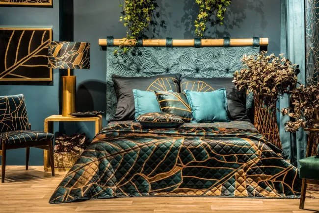 Dekoračný podnos LILI 3 01 tyrkysový / zlatý