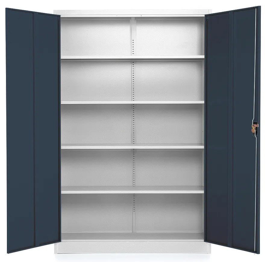 Univerzálna kovová skriňa 120 x 40 x 185 cm, cylindrický zámok, antracitová - ral 7016