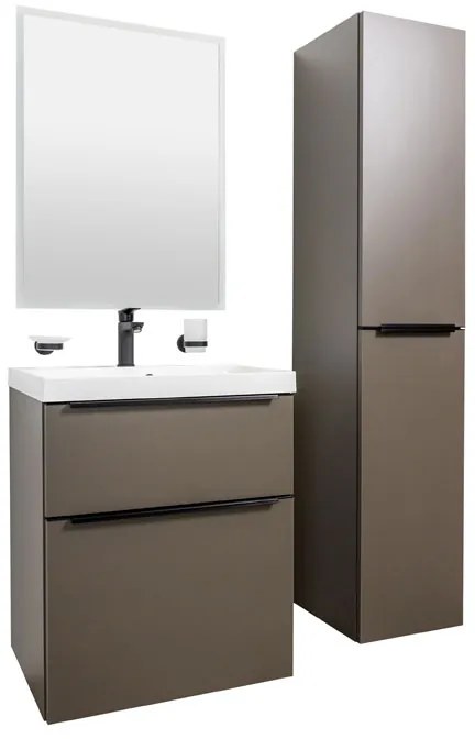 Mereo, Mereo Mailo, kúpeľňová skrinka vysoká 170 cm, čierne madlo, Multidecor, Orech Pacifik prírodný, MER-CN594LPBOPP2