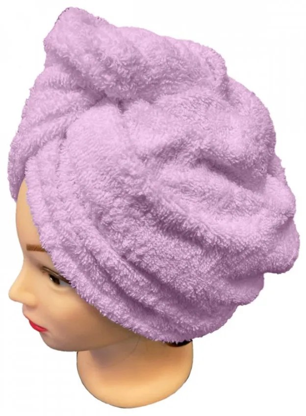 Rýchloschnúci froté Turban na vlasy fialový