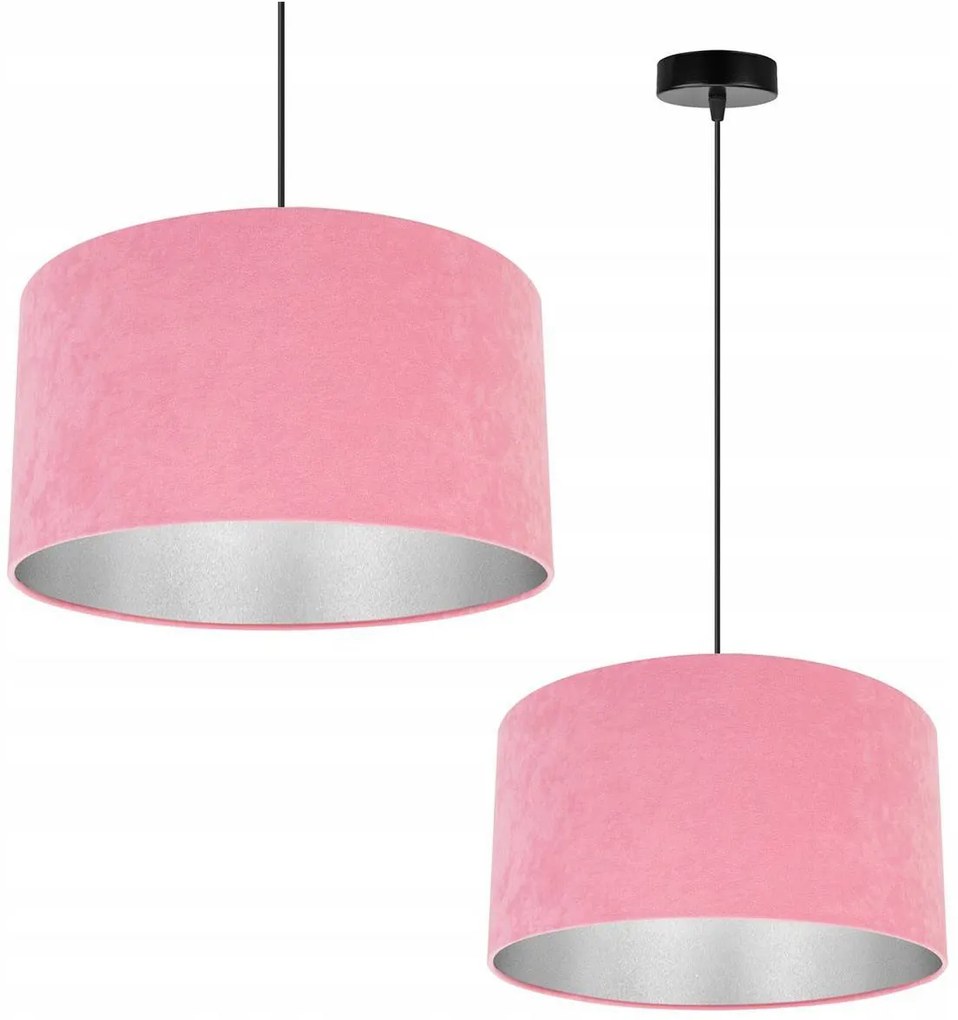 Závesné svietidlo Mediolan, 1x ružové/chrómové textilné tienidlo, (výber z 2 farieb konštrukcie)