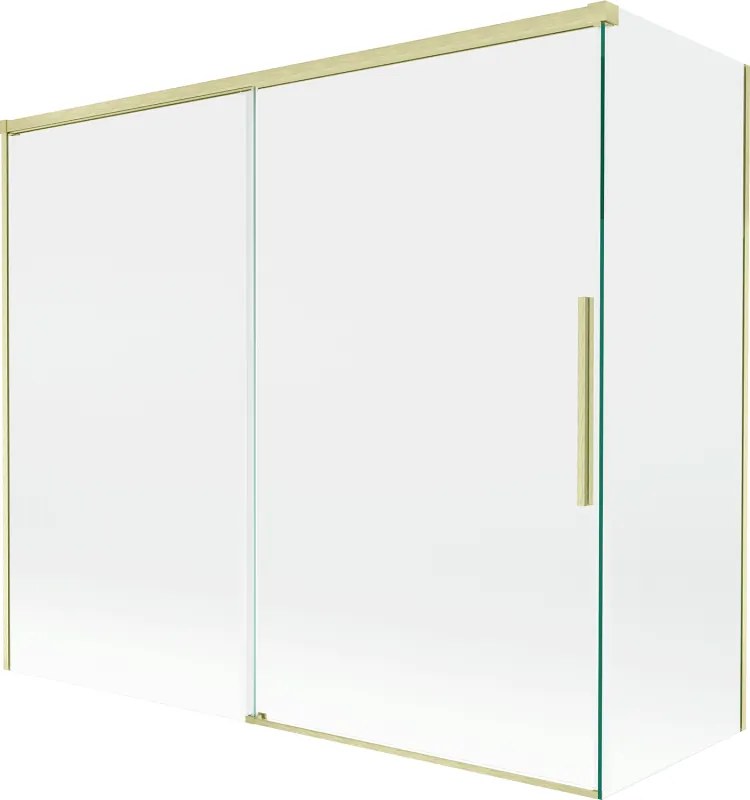 Mexen Rox, 2-krídlová posuvná vaňová zástena 180 + 90 x 150 cm, 8mm číre sklo, zlatý matný profil, 8C9-180-090-55-00